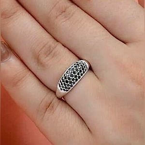 COPY - NWT Simulated Black Diamond Band Ring in Sterling Silver (Size 6.0) 2.90…
